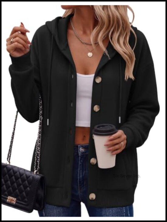Other - Zeagoo Women's Button Front Hoodie Oversized Fleece Sweatshirt with Pockets